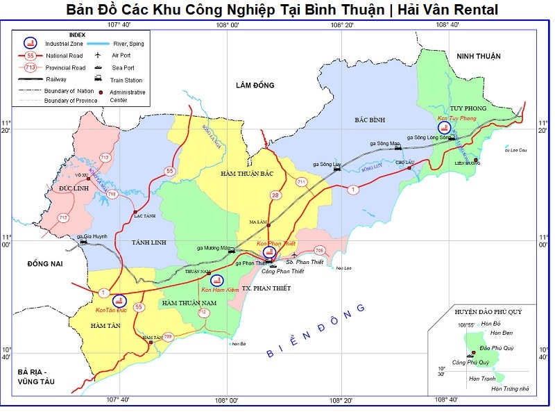 Bản đồ các khu công nghiệp tại Bình Thuận