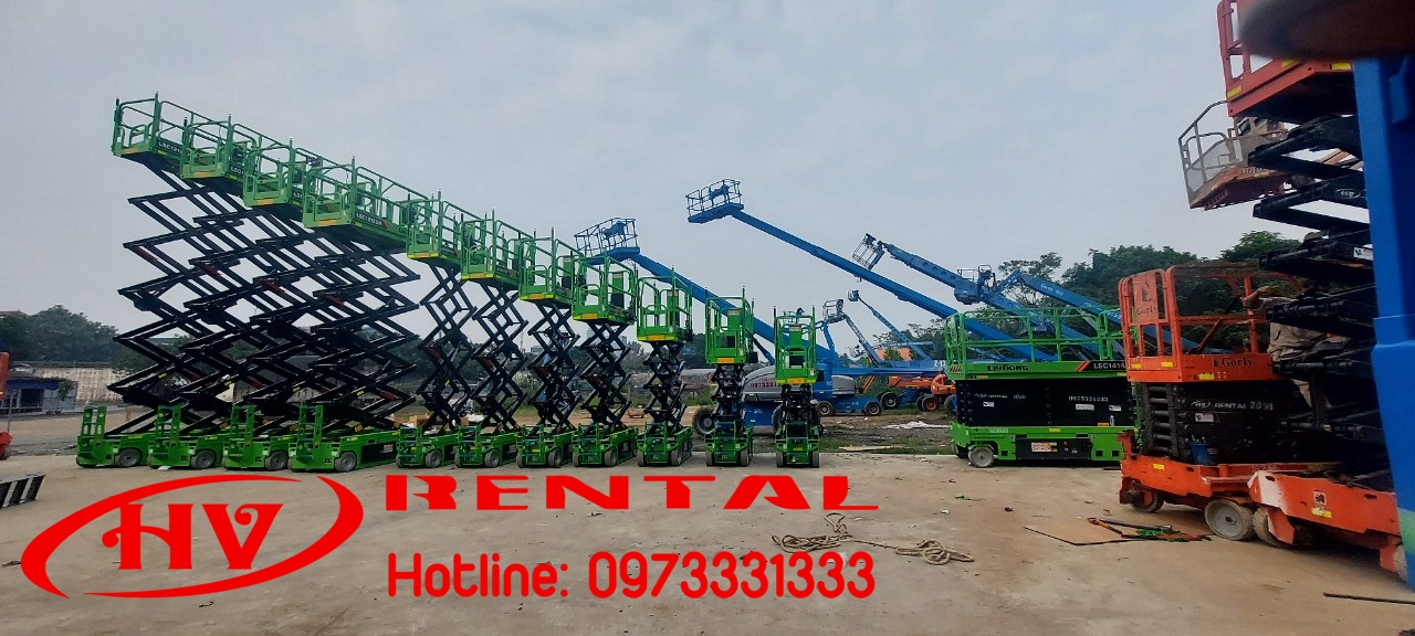 Kho xe nâng người cho thuê của Hải Vân Rental tại Bắc Giang