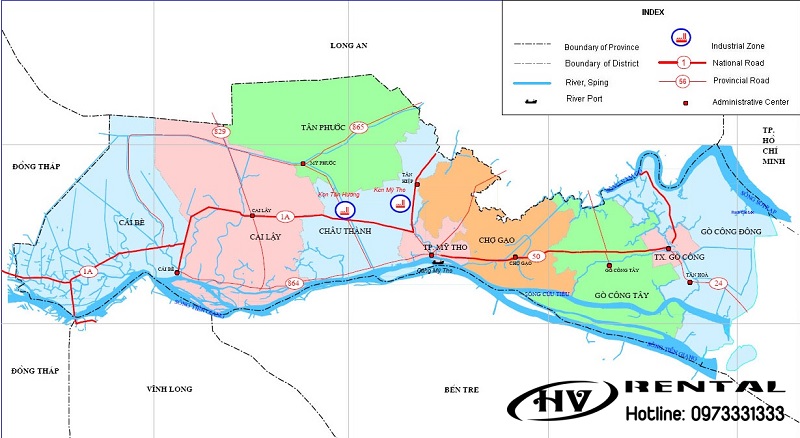 Bản đồ các kcn tại Tiền Giang