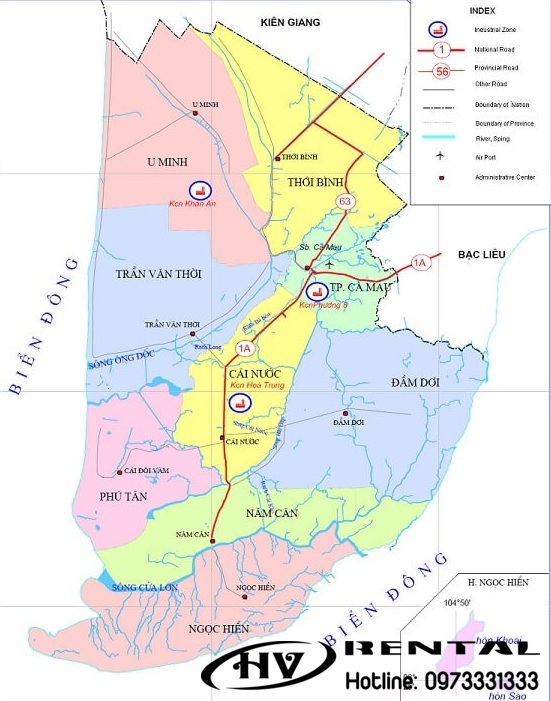 Bản đồ các khu công nghiệp tỉnh Cà Mau