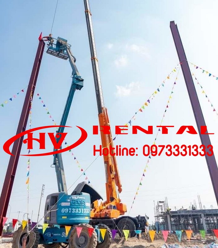 Cho thuê xe nâng người boom lift làm điện gió tại Hướng Hóa - Quảng Trị